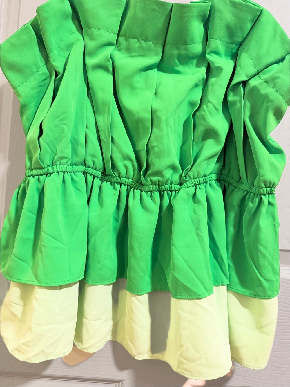 Cato Green Colorblock Pleated Ruffle Peplum Cami Top XL Adjustable Straps - Picture 2 of 5